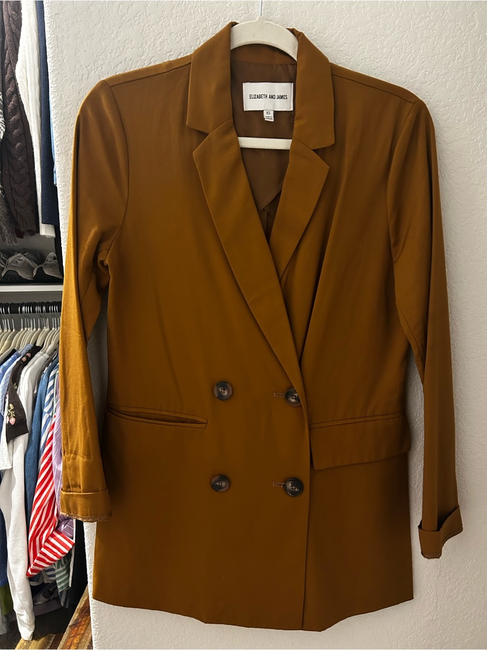 Elizabeth and James Rust-Brown Double-Breasted Blazer - Picture 2 of 7